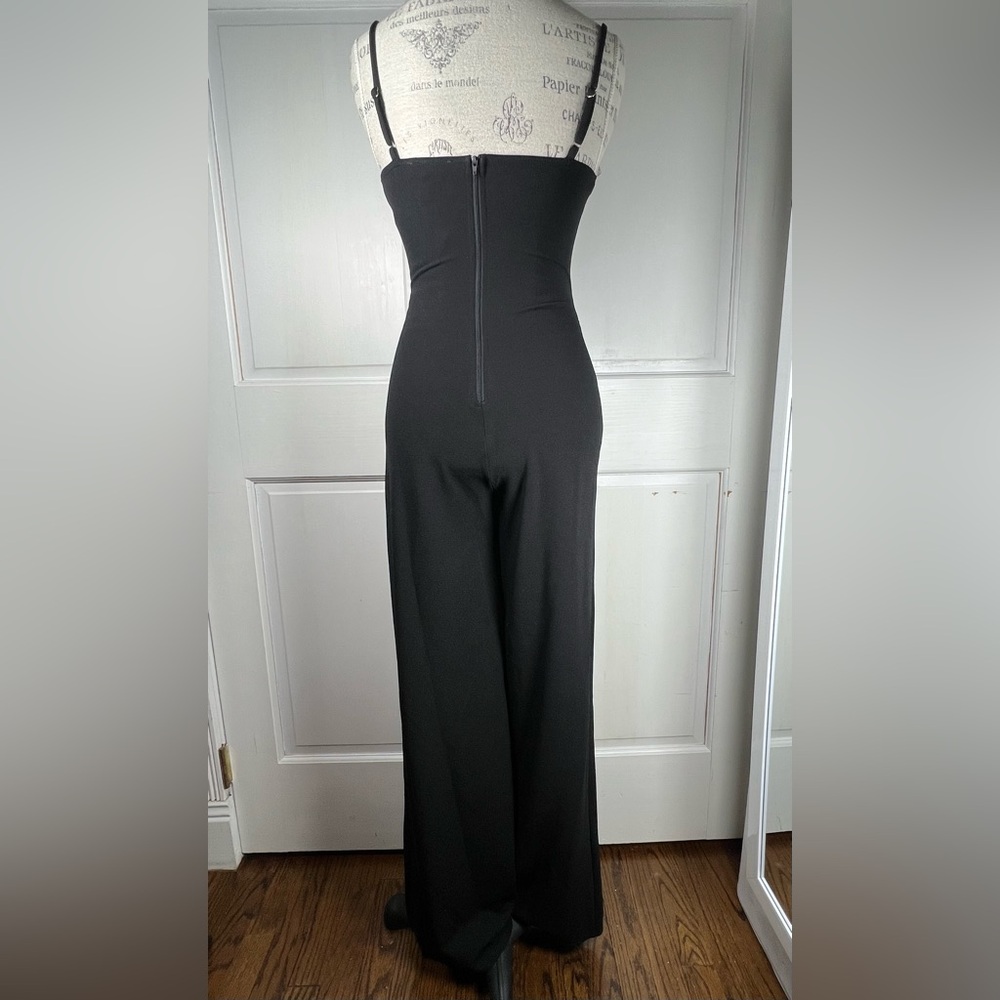 NWT Perfectly Sultry Black Sheer Mesh Bustier Wide-Leg Jumpsuit Size Small - Picture 4 of 9